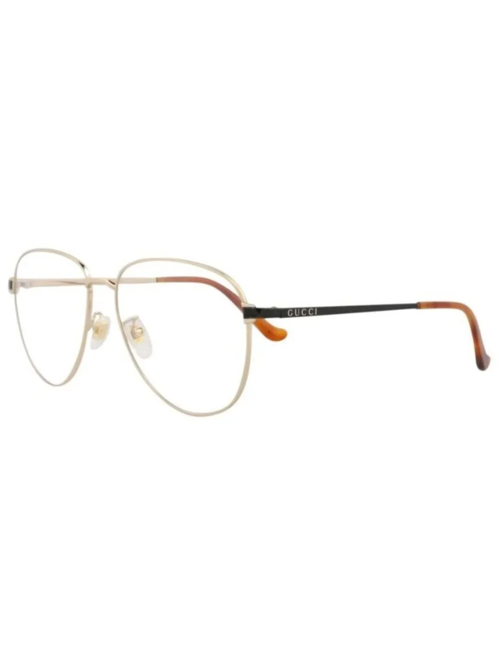 New Gucci Mens Aviator Gold Black Transparent Fashion Designer Eyeglasses